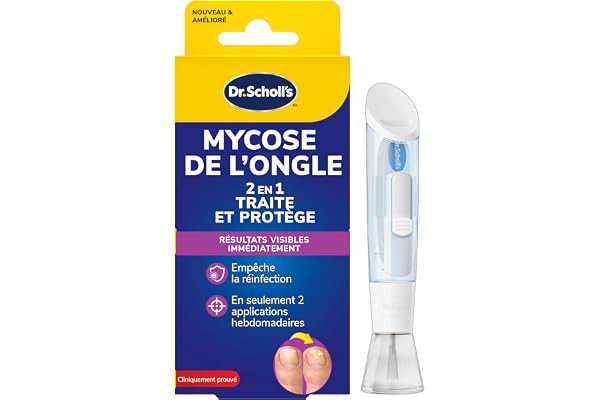Dr. Scholl's Mycose des ongles 2-en-1 Traitement et Protection - Amélioration immédiate et visible - Facile à utiliser - Efficacité cliniquement prouvée - 3,8 mL