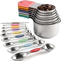 Edelstahl Messbecher & Magnetische Messlöffel Set – 16-teilig, Stapelbar, Inkl. Nivellierer Fürs Backen & Kochen