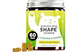Gummies con Complesso di Nutrienti – Burn Baby Burn Shape Gummies Con Cromo, Biotina, Zinco, L-Leucina & Estratto Di Tè Verde – 60 pezzi (1 mese), Vegano, Senza Zucchero, Bears With Benefits