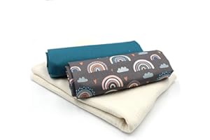 VmG-Store Musselin + Baumwollstoff Set farblich abgestimmt Double Gauze Stoff 100% Baumwollstoff Tex Standard 100 + GOTS (Set10 Pastell Regenbögen Grau)