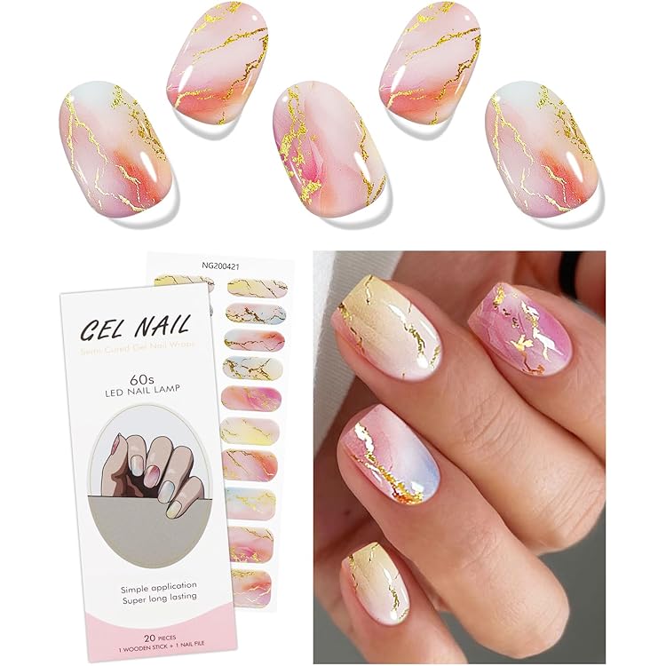 JMEOWIO Fleur Violette Beige Stickers Ongles Gel Nail Semi