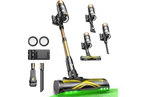 ‎ULTENIC Ultenic Akku Staubsauger, 50000Pa/ 65Min, Staubsauger Kabellos mit GreenEye Technologie, Teleskoprohr& Freistehend, 6-stufige Filtration, Anti-Verhedderungs-Bürste, for Tierhaare/Teppiche/Hartböden