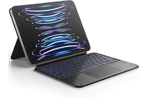 Dracool Étui Clavier pour iPad Air 11" (M2) 2024, iPad Pro 11 (1re/2e/3e/4e gén), iPad Air (4e/5e/6e gén) Clavier Détachable Pavé Tactile Trackpad Magic Style Keyboard Folio Rétroéclairé AZERTY - Noir