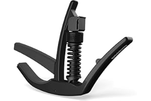 PLANET WAVES D'Addario Guitar Capo – NS Artist – do 6-strunowych gitar elektrycznych i akustycznych – do użytku jedną ręką – zintegrowany uchwyt na kostki – czarny