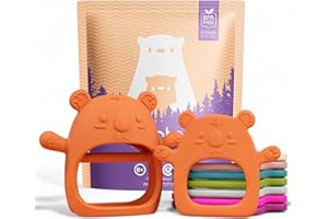 Infatot® Teething Toys for Baby Gifts - 2 Pack Koda Koala Teether Mitten Glove, Baby Essentials for Newborn, Teething Mitten for Babies - Baby Toys 0-6 Months 6+ Hand Teethers for Babies - Orange