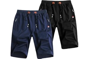 ozkzdp Men's Gym Shorts with Zip Pockets Summer Casual Sports Shorts Elasticated Waist Jogger Shorts