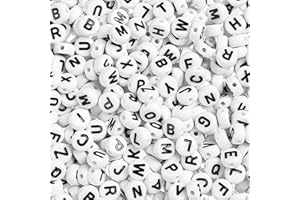 Naler 1200 Abalorios Letras Redondas Cuentas Alfabeto para Pulseras DIY Manualidades(6mm, 26 Letras)