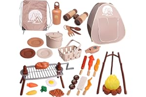 CHANEEHANN Jeu de Camping avec Tente et Cuisine pour Enfants - 34 PCS Cadeau pour Garçons et Filles de 3 à 6 Ans