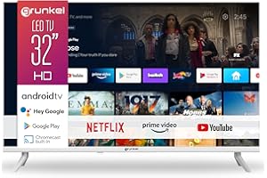 Grunkel - Televisión 32 Pulgadas Smart TV - LED-3211GOOBLANCO del año 2022 - con Pantalla de Panel HD Ready, Wi-Fi, Android 11.0. Bajo Consumo y Auto-Apagado - 32 Pulgadas - Blanco