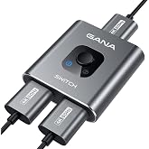 GANA HDMI Switch 4K@60Hz, Dual Direction HDMI Splitter, Two-Way HDMI Switch 2 Inputs 1 Output -One Screen at a Time- Supports