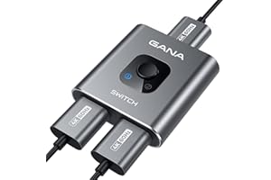 GANA HDMI Splitter, 4K HDMI Switch 2 in 1 Out or 1 in 2 Out, Aluminum Switcher for TV/PC/Laptop/DVD/PS4/PS3/Xbox 360/Xbox One/TV Stick/Gaming box/Blu-Ray-Player/Projector