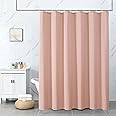 Krismile Fabric Waterproof Shower Curtain Waterproof Mould and Mildew Resistant, Anti Mould Washable Linen Shower Curtains Includes 12 Bathroom curtains Hooks 71 x 71 Inch Blush,Pink
