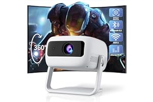 Mini Proyector Portátil 1080P Full HD Soportes, VISULAPEX 360° Giratorio Projector WiFi 6 Bluetooth 5.2 Enfoque Eléctrico, 15000L Proyector de Cine Compatible con Smartphone/PC/HDMI/TV Stick/USB