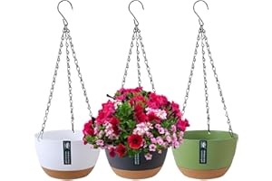 Duscdesp 3 Pack Hanging Planters,Hanging Plant Pots Indoor and Outdoor,Hanging Basket Plant Hanger with Drainage Hole,Hanging Flower Pot for Indoor Outdoor