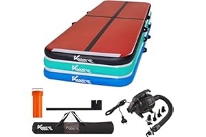 KM KM Fit Turnmatte Aufblasbar Airtrack Fitness-Matte Gymnastikmatte 5 M inkl. Tragetasche, elektrische Luftpumpe & Flick-Set | UV-Beständig | Tumbling Matten, Trainingsmatte Sportmatte.