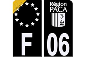 HADEXIA Autocollant Sticker Plaque d'immatriculation Moto Département 06 Logo Région PACA Noir