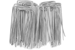 HZZYCER Garden Pegs, 45 Pack Weed Membrane Pegs 4 Inch/100 mm Galvanised Steel Ground Pegs Strong U-Shaped Garden Stakes for Fabric, Weed Control Membrane, Artifical Grass, Matting, Netting, Hoses (4 inch)