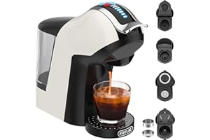 KOTLIE Cafetière à capsules 5 en 1 avec extraction à froid et à chaud, 7 niveaux de capacité pour Nespresso Original/Dolce Gusto/Café en poudre/ESE(44mm)/Lavazza a modo mio, Blanc (EM-308A)