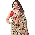 SIRIL Women's Floral Printed Georgette Saree with Unstitched Blouse Piece