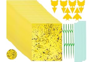 MANFA 56 Pièges à Insectes Jaunes Double Face (15x20 cm) - Anti Mouches Blanches, Pucerons, Thrips & Mineuses | Collage Puissant Résistant à l'eau & UV | pour Jardin, Serre, Balcon | Lot Économique