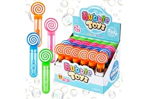 AMERTEER 24 Pack Party Favors Mini Bubble Wands, Lollipop Design Bubbles Toys Set of 4 Colors for Kids Perfect for Birthday Parties Goodie Bag Fillers Christmas School Events Outdoor Games Boys&Girls