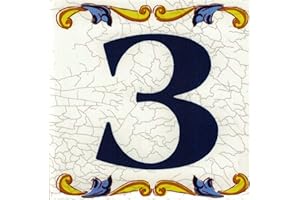 TORO DEL ORO. Números casa. Números y Letras en azulejo. Calca cerámica. Estilo craquelé. Nombres y direcciones. Diseño Craquelé 7,5 x 7,5 cms (3)