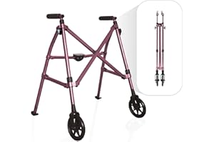 ABLE LIFE COMFORTABLY INDEPENDENT Able Life Space Saver Walker Micro, Light Folding 2-Wheel Petite Mobility Walker for Short Seniors, Regal Rose (Eligible for VAT Relief in The UK)