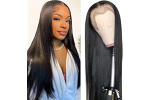 MUABY 13x4 Straight Lace Front Wigs Human Hair for Black Women Pelucas Mujer Pelo Natural Humano Pelucas Cabello Natural Pelucas de Pelo Humano Color Negro Natural 26 Pulgadas