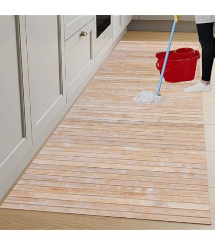 Tappeto Da Cucina In Bamb&ugrave; - 400x50 Cm, Antiscivolo, Beige, Per Pavimenti