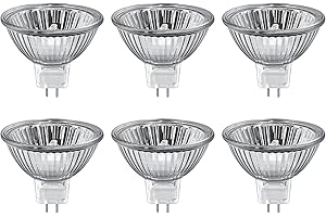 Sarveeta MR16 Halogen Bulbs 35W Dimmable, 12V Gu5.3 Halogen Spotlight Bulbs 2 Pin Base, 2800K Warm Withe,400 Lumens,42° Beam Angle (Pack of 6)