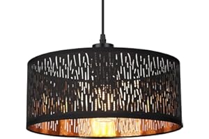 FRIDEKO HOME Lampa wisząca, czarno-złota, nowoczesna lampa wisząca, E27, okrągła, z materiału, do salonu, jadalni, sypialni