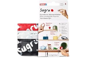 tesa Sugru Colla Modellabile Multiuso, Pasta adesiva versatile, per Riparare, Incollare e Fissare senza Forature, Confezione da 3 x 3.5 g, Nero/Bianco/Rosso