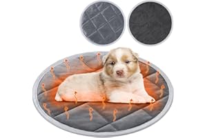 Drydiet 2 Pcs Cat Heating Pad Round 16 Inch Self Heating Cat Mat Washable Heated Cat Bed Anti Slip Cat Warming Pad Pet Bed Mat for Kennel Dog Crate Indoor Outdoor(Gray,19 Inch)