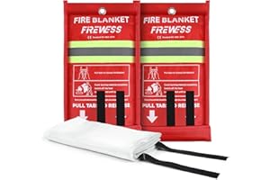 FIREWESS Coperta antincendio di emergenza, 100*100 cm protezione ignifuga, coperta ignifuga per casa, campeggio, auto, ufficio, grill, sicurezza di sopravvivenza in magazzino (fibra di vetro, 2 pezzi)