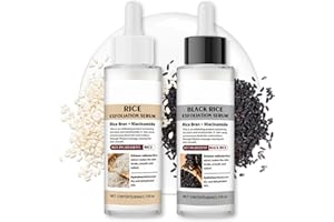 MRCUVARYAS Peel Shot Glow Rice Ampoule Duo - Exfoliant White & Black Rice Ampoule - Weiße & Schwarze Reis Peeling Gesicht - Reis Peeling Serum Mitesserentferner Porenreinigung, Feuchtigkeits (black+white)