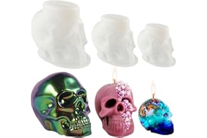TUXUZAL Lot de 3 moules en silicone en forme de tête de mort d'Halloween - En silicone - Pour la décoration de la maison et d'Halloween