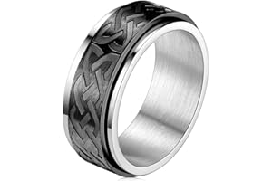 FaithHeart Bague Tournante Homme Acier Inoxydable,Bagues Celtique/Etoile de David/Religieux,Bijoux Anneau Anti Stress Taille 54-66.5,Unique Cadeau Anniversaire pour Hommes Garçons