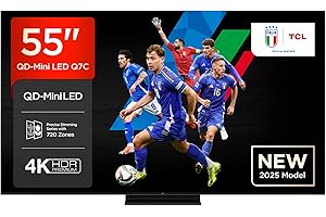 TCL 55Q7C 55 Inch QD Mini LED TV, 4K HDR Premium 2600, Smart Google TV (Dolby Vision IQ e Atmos, pannello HVA, Motion Clarity Pro a 144 Hz)