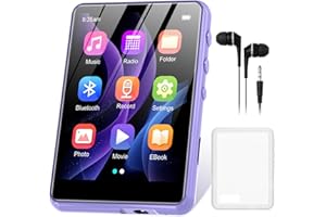 ZAQE 128GB Reproductor MP3 Bluetooth 5.4 con Pantalla TFT en Color de 2,4 Pulgadas, HiFi música Deportes Reproductor MP3 con Altavoz, Pantalla táctil, Radio FM, grabación, hasta 256GB (Púrpura)