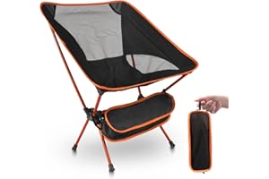 Nsyee Ultra Lightweight Folding Camping Chair, Portable Compact Chair for Adults, 105kg Weight Capacity, 0.9 kg, Outdoor Camping Chairs with Carrying Bag for Fishing, Garden, Beach, BBQ -Orange