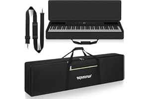 OUUTMEE 88 Key Keyboard Gig Bag - Keyboard Case, Heavy Duty 600D Oxford Piano Case with 10mm Padding, Front Storage Pocket & Dual Shoulder Straps - Protective Cover for Digital Electric Piano (Black)
