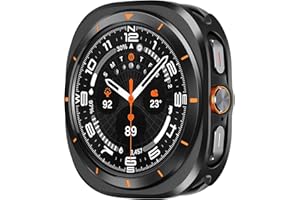 Suphart Metal Cases Compatible with Samsung Galaxy Watch Ultra (2025/2024) 47mm Case, Stainless Steel Protective Cover Rugged Bumper with Back Frame for Galaxy Watch Ultra, Black/Orange