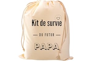STUDIO MANALI Kit de survie du futur papa - boîte à papa - annonce grossesse - cadeau de naissance - pochon à remplir - coton bio