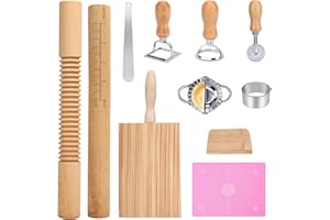 BLOMISE Pasta Maker Set 11PCS | Pasta Making Tools with Dumpling Maker, Ravioli & Meat Pie Cutters, Pastry Roller, Butter Paddles, Silicone Baking Mat 40x30cm | Beginner Gift for Homemade Pasta Lovers
