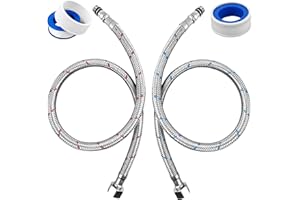 GOWTX 2 Stück Flexschlauch G3/8 x M10, Anschlussschlauch Armatur mit Dichtungsband, Geflochtener Edelstahl Anschlussschlauch, Panzerschlauch Flexschlauch Verlängerung für Mischbatterie Wasserhahn