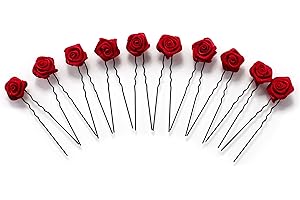 FLEXISTORE 10 rose con forcina - Gioielli per capelli - per capelli piatto - Set nera - Rosso Bordeaux