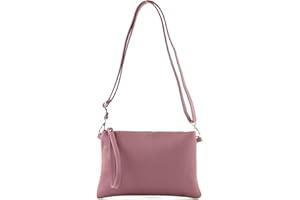 modamoda de T186 Damen Leder Clutch Umhängetasche, 29x19 cm, verstellbarer Schultergurt, handmade in Italy