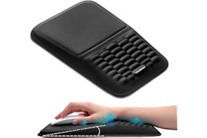 VAYDEER Ergonomic Mouse Pad with Wrist Support – Memory Foam Mouse Mat with Massage Design for Pain Relief, Non-Slip PU Base, Soft Lycra Surface for Wireless, Optical & Laser Mouse-Black