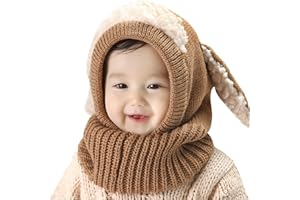 Panlom Winter Kids Hat Hooded Scarf Set Balaclava Earflap Hood Scarves Toddlers Snood Beanie Caps for Baby Girls Boys