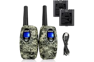 Retevis RT628 Walkie Talkie Kinder, Funkgeräte 8 Kanäle VOX 10 Ruftöne Walkie Talkies Spielzeug mit Wiederaufladbar Li-Ionen Akkus und USB Ladekabel für Ostern chenk (Camouflage, 1 Paar)